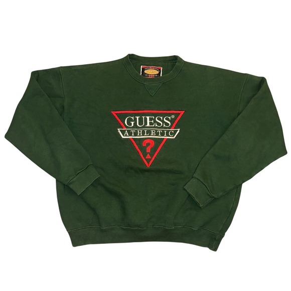 Guess Other - Vintage Guess Athletic Sweatshirt Mens Large Green Embroidered Logo 90s USA Made